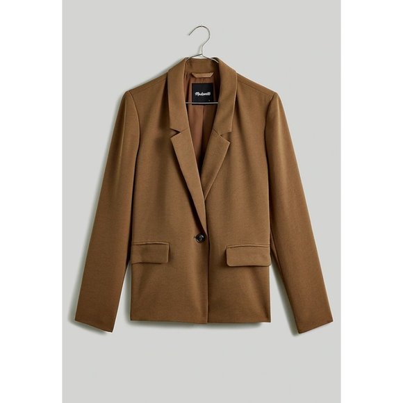 Madewell $148 Dorset Crop Blazer Easygoing Crepe Light roast Size S NL234 - Picture 2 of 9